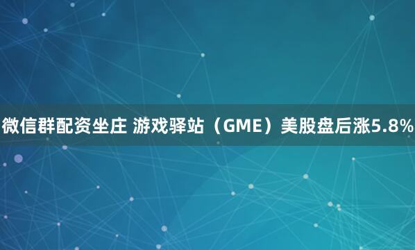 微信群配资坐庄 游戏驿站（GME）美股盘后涨5.8%