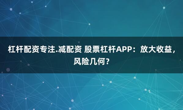 杠杆配资专注.减配资 股票杠杆APP：放大收益，风险几何？